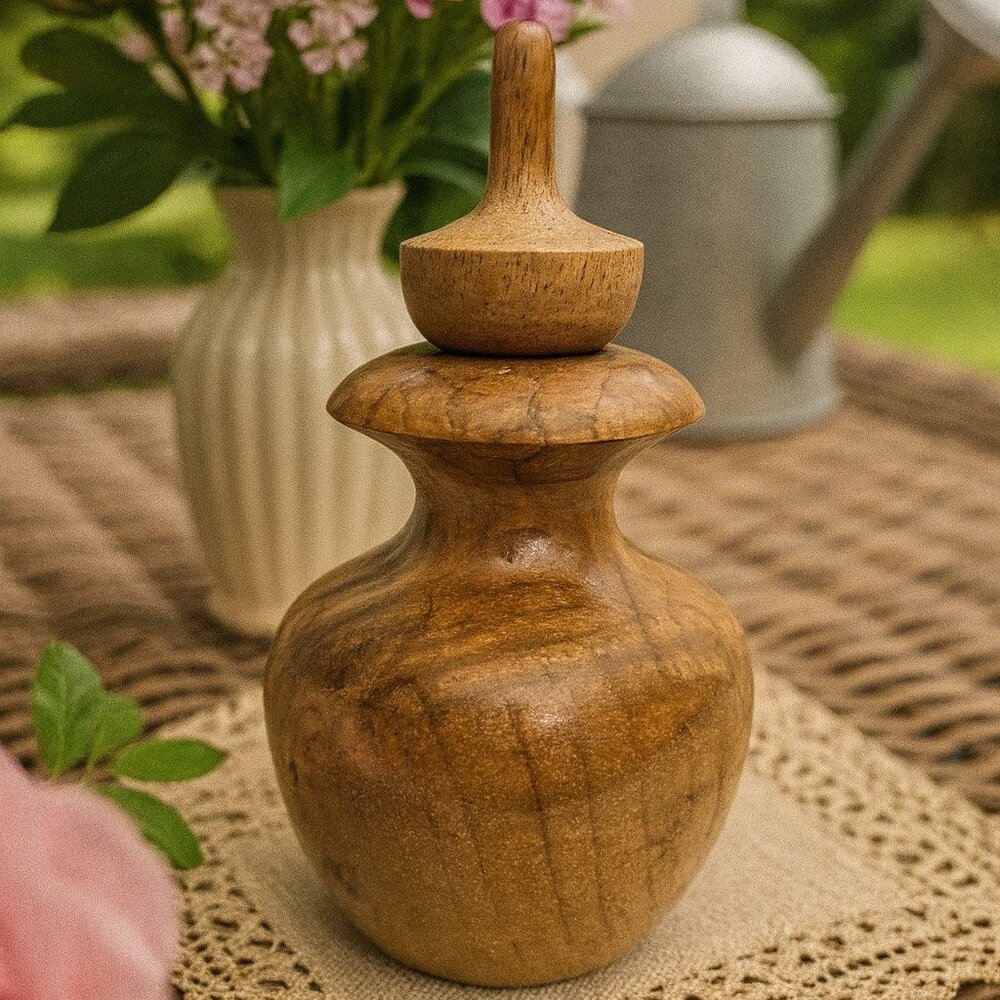 Vintage Oregon Myrtlewood Turned Perfume Bottle – Mid-Century Baudette’s Coquill